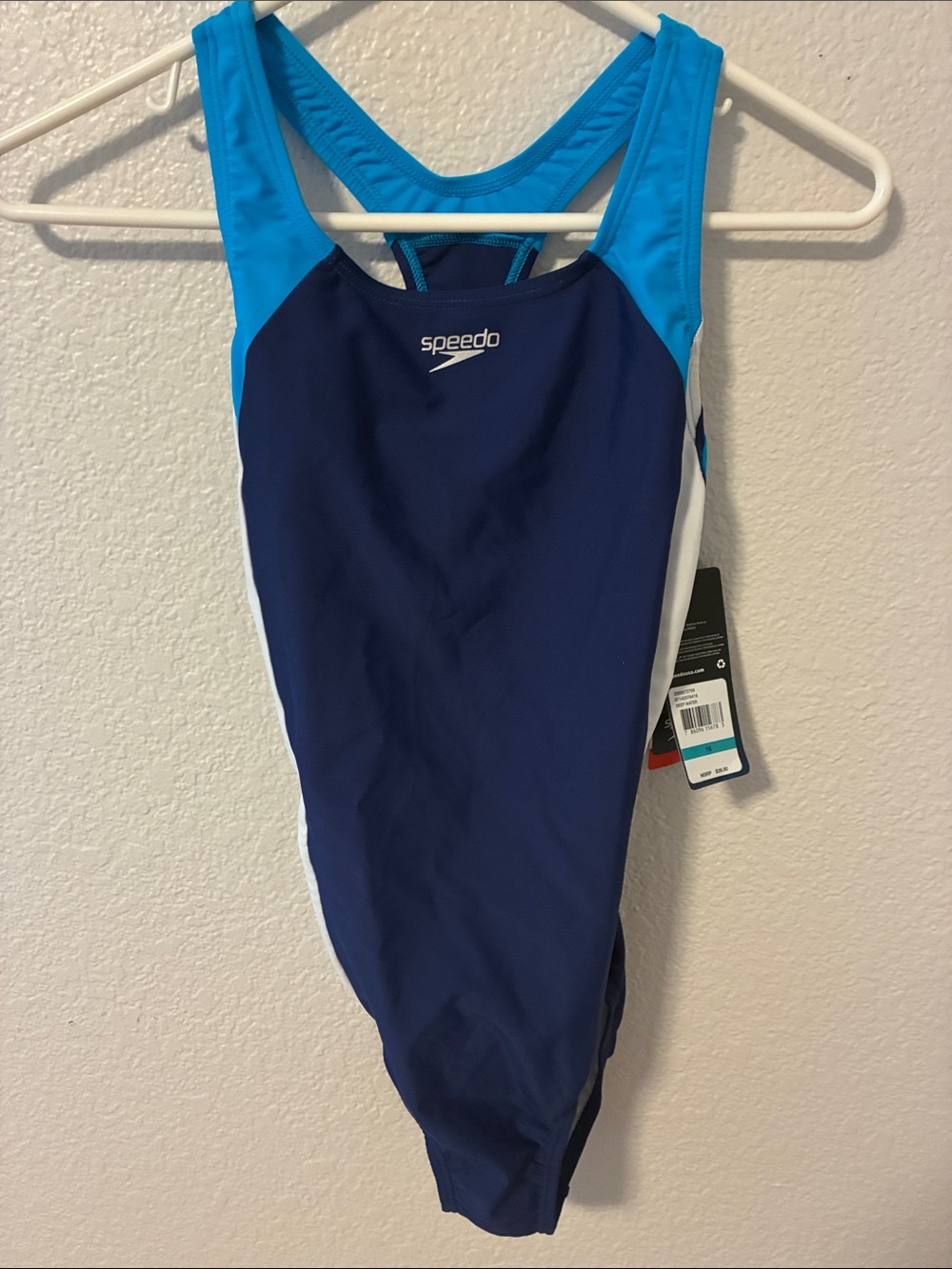 Speedo Deep Water Navy & Aqua Competitive One-Piece Swimsuit